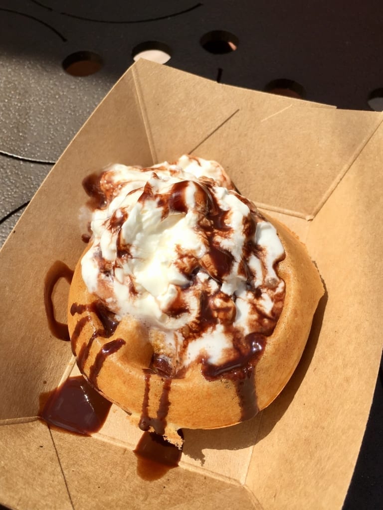 Belgium Review 2017 Epcot Food and Wine Festival Belgian Waffle with Chocolate Ganache and Whipped Cream