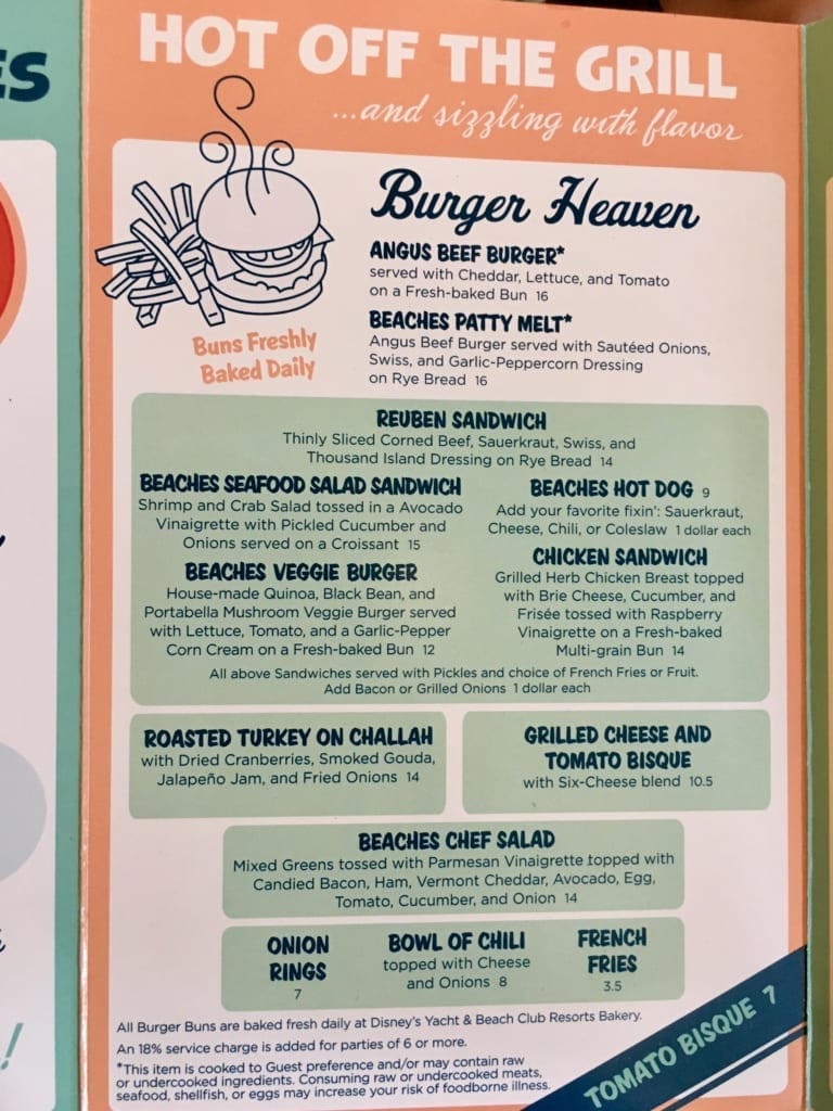 Beaches and Cream menu inside2