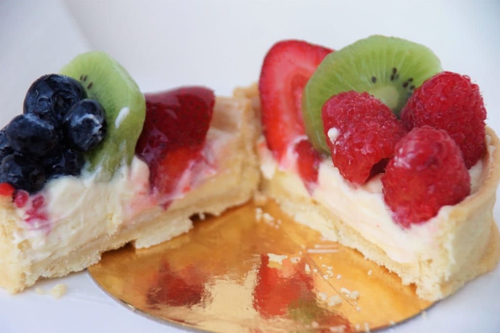 Boardwalk Bakery Review fruit tart inside