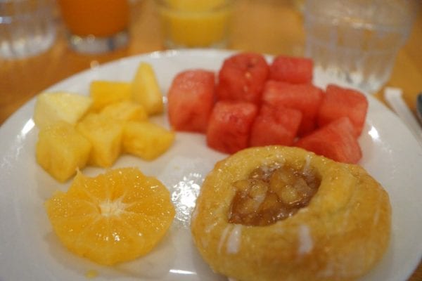 Cape May Cafe Breakfast Review plate with fruit and danish