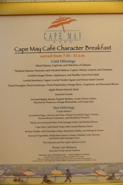Cape May Cafe Breakfast Review menu