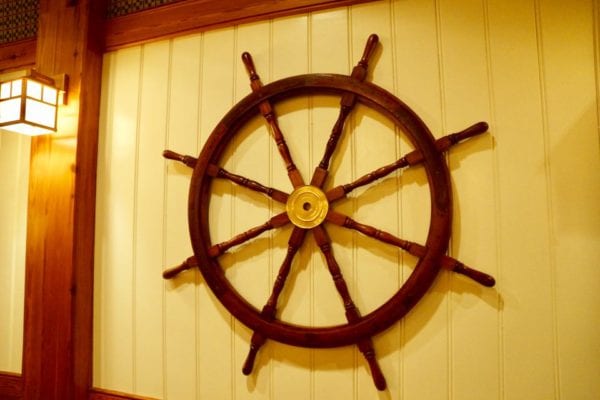 Yachtsman Steakhouse Full Review captains steering wheel