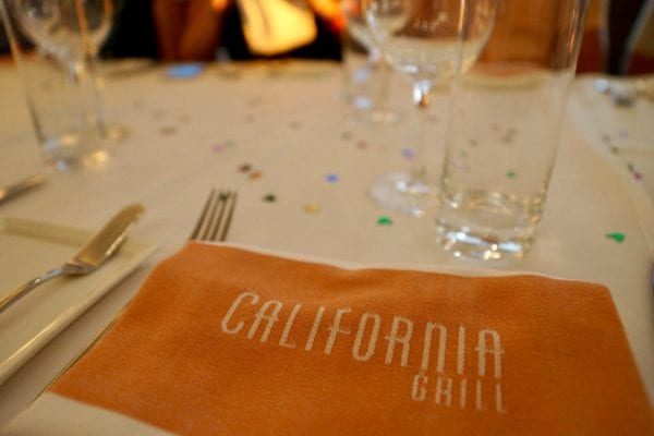 California Grill table setting napkin close