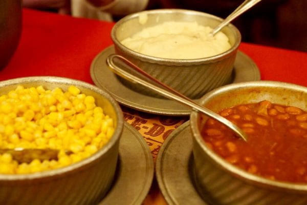 Hoop Dee Doo Musical Revue Full Review Side Dishes Corn Beans Mashed Potatoes close