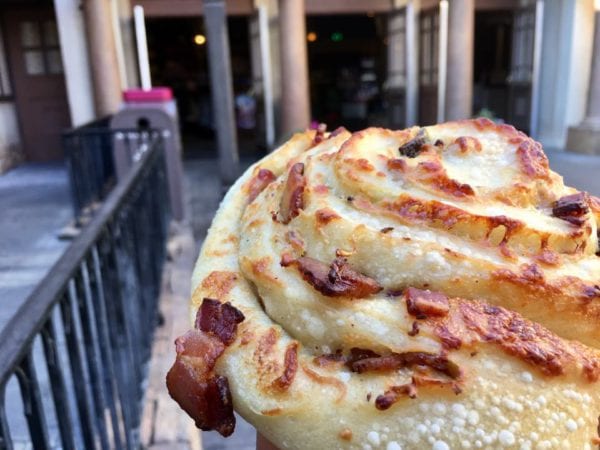 Les Halles Boulangerie Patisserie Review Bacon Cheese Roll Roule aux Fromages close up Epcot