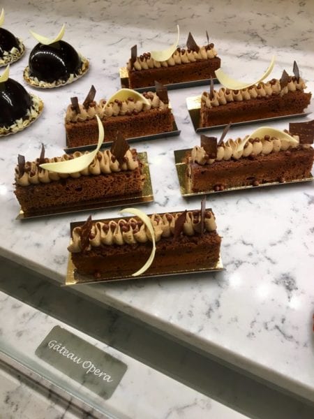 Les Halles Boulangerie Patisserie Opera Cake display