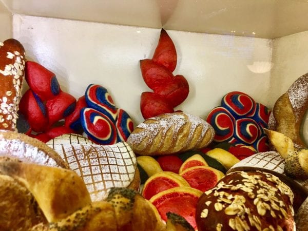 Les Halles Boulangerie Patisserie Colored Breads Display