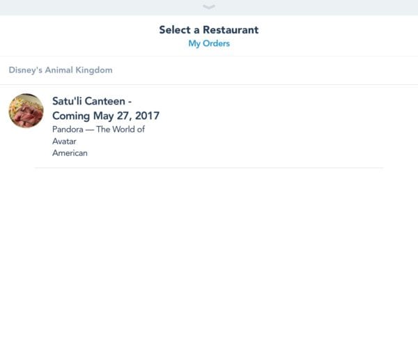 My Disney Experience Mobile Food Order