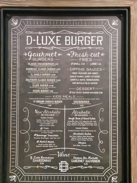 D-Luxe Burger Menu Chalkboard