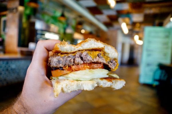 D-Luxe Burger Review Cheeseburger cross section