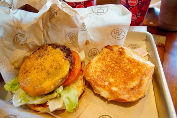 D-Luxe Burger Review Cheeseburger open