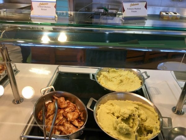 Disney Cruise Cabanas Lunch Review Chicken Breast and Mashed Potatoes