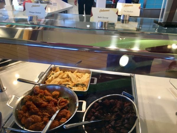 Disney Cruise Cabanas Lunch Review Orange Chicken and Pot Stickers