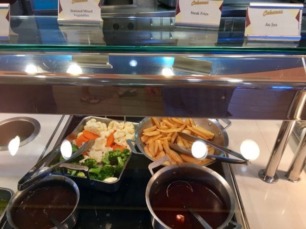Disney Cruise Cabanas Lunch Review Vegetables and Steak Fries