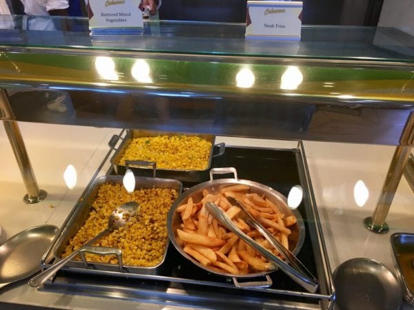 Disney Cruise Cabanas Lunch Review Vegetables and Steak Fries