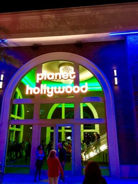 Planet Hollywood Observatory Entrance at Night