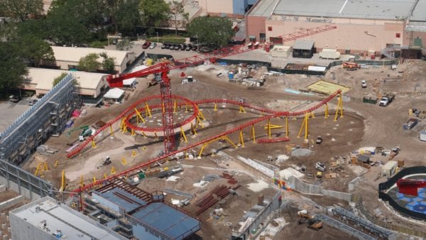 Toy Story Land Slinky Dog Dash Track areal shot