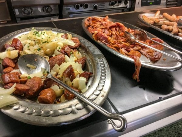 Crystal Palace Breakfast Review Buffet Potatoes and bacon