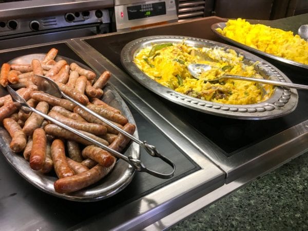 Crystal Palace Breakfast Review Buffet Sausage and Eggs
