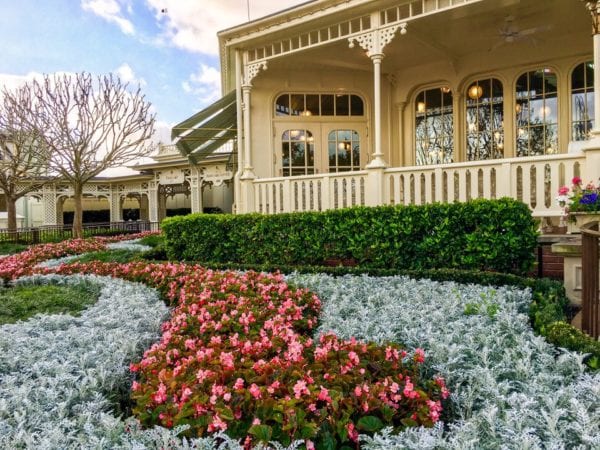 Crystal Palace Breakfast Review Front with Flower Garden