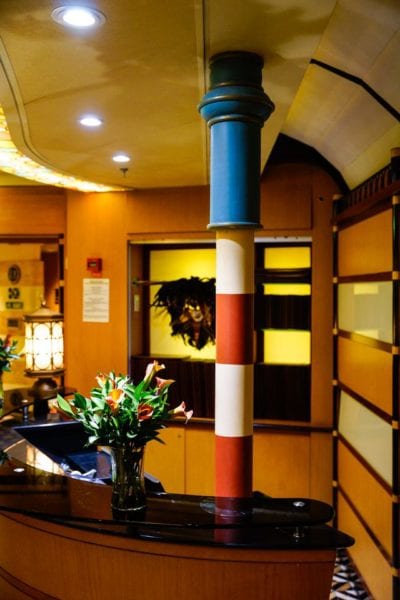 Palo Dinner Review Gondola Pole at Reception Desk