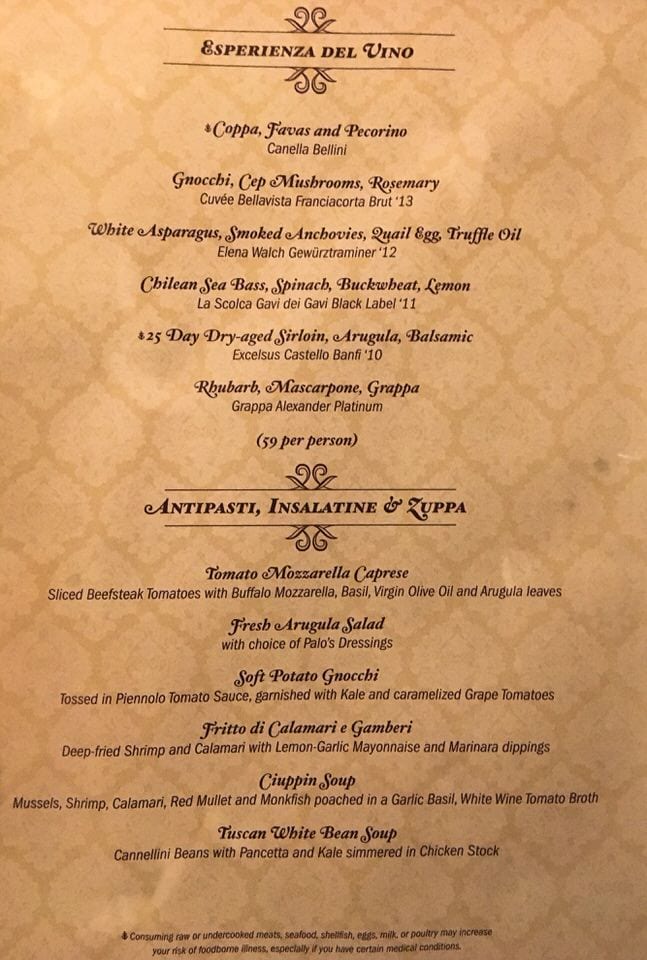 Palo Dinner Review on Disney Magic Cruise Ship Ziggy Knows Disney
