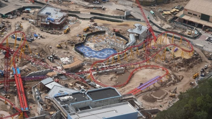 Slinky Dog Dash Coaster Track finished overhead