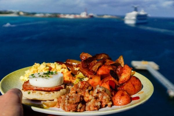 DisnDisney Cruise Cabanas Breakfast Review Food Plate outside