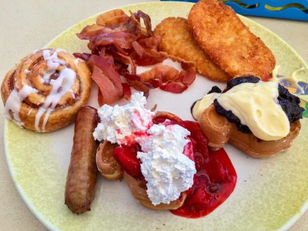 DisnDisney Cruise Cabanas Breakfast Review Mickey Waffles Plate