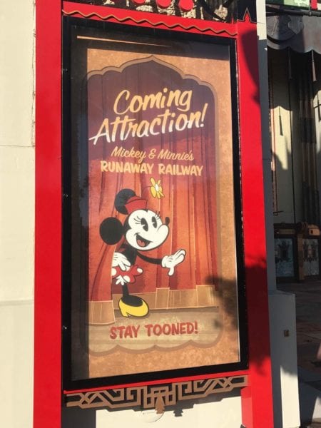 Mickey and Minnie's Runaway Railway signs vertical