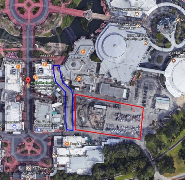 New Magic Kingdom Theater Construction map