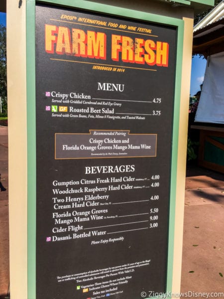 Farm Fresh Review 2017 Epcot Food and Wine Festival Farm Fresh Menu