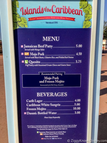 Islands of the Caribbean Review 2017 Epcot Food and Wine Festival menu