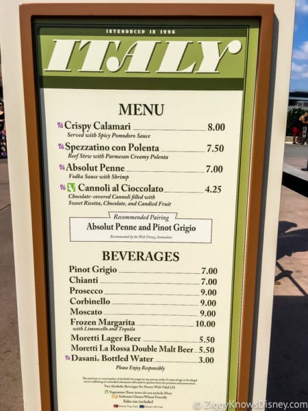 Italy Review 2017 Epcot Food and Wine Festival Italy Menu 2017