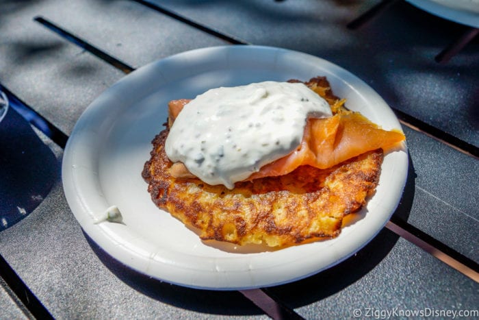 Scotland Review 2017 Epcot Food and Wine Festival Fresh Potato Pancake with Scottish Smoked Salmon