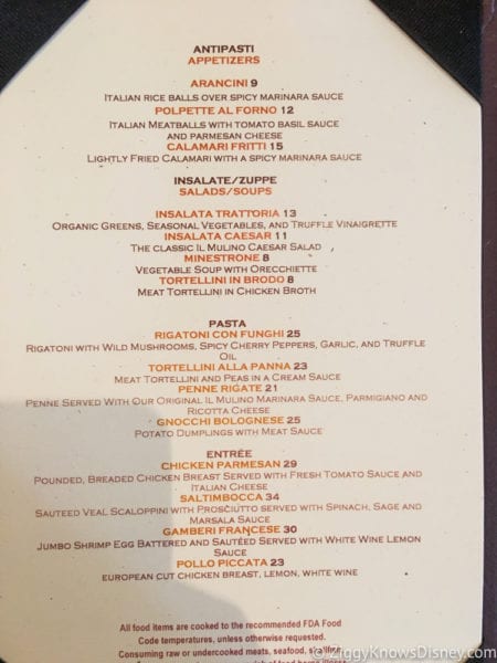 Hurricane Irma in Walt Disney World il mulino menu