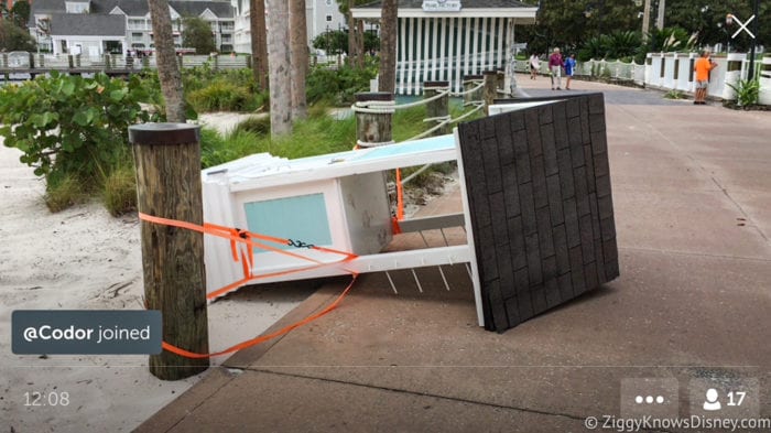 Hurricane Irma in Walt Disney World beach club stall down