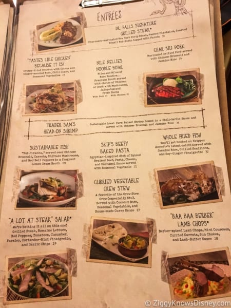 Skipper Canteen Review Entree Menu