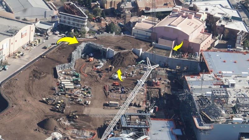 Galaxy's Edge construction update January 2018 hills