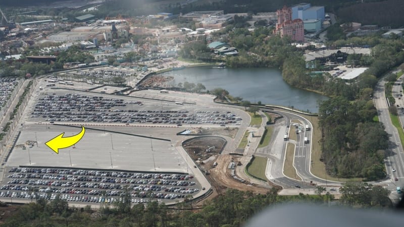 Disney Skyliner Construction Progress February 2018 Hollywood studios parking lot