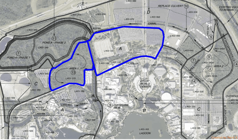 Land Clearing for Epcot Hotel Support Area Started Epcot expansion plans