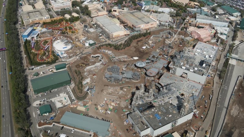 Galaxy's Edge construction update February 2018 aerial shot