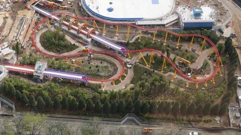 Toy Story Land Landscaping trees around Slinky Dog Dash