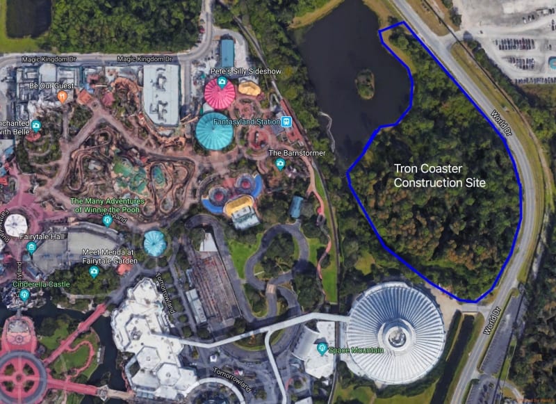 TRON Coaster Site Clearing Started map
