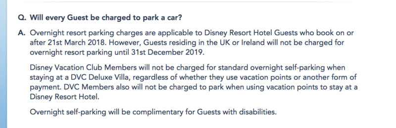 no parking fees United Kingdom walt disney world