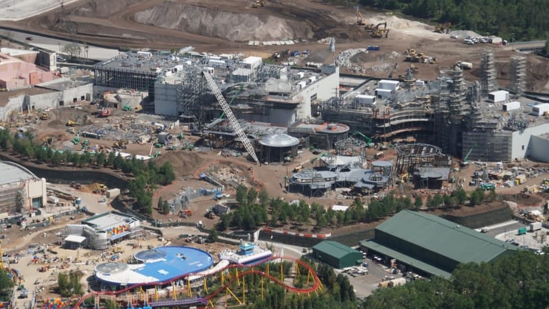 Star Wars Galaxy's Edge Construction Update April 2018 aerial