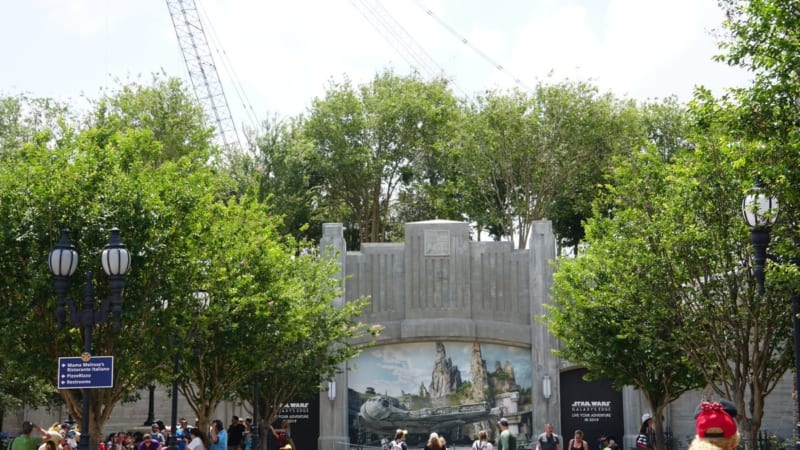 Galaxy's Edge Entrance blocked by Trees close