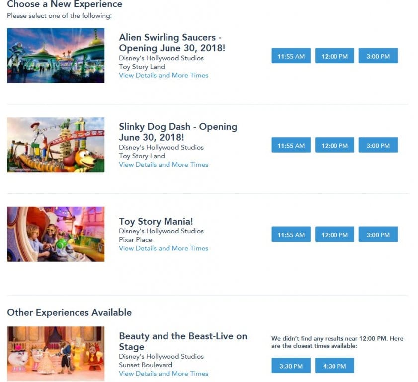 Hollywood Studios fastpass+ tiers