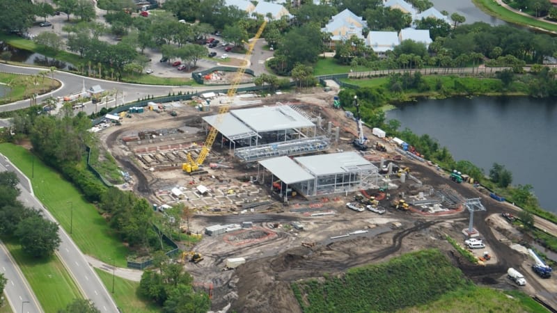 Disney Skyliner Construction Update May 2018 Caribbean Beach station aerial shot