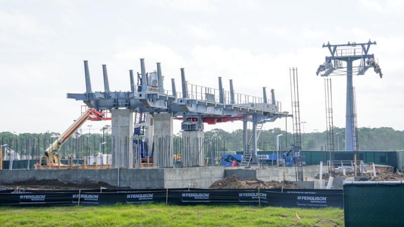 Disney Skyliner Bull Wheel Installed in Hollywood Studios from ground